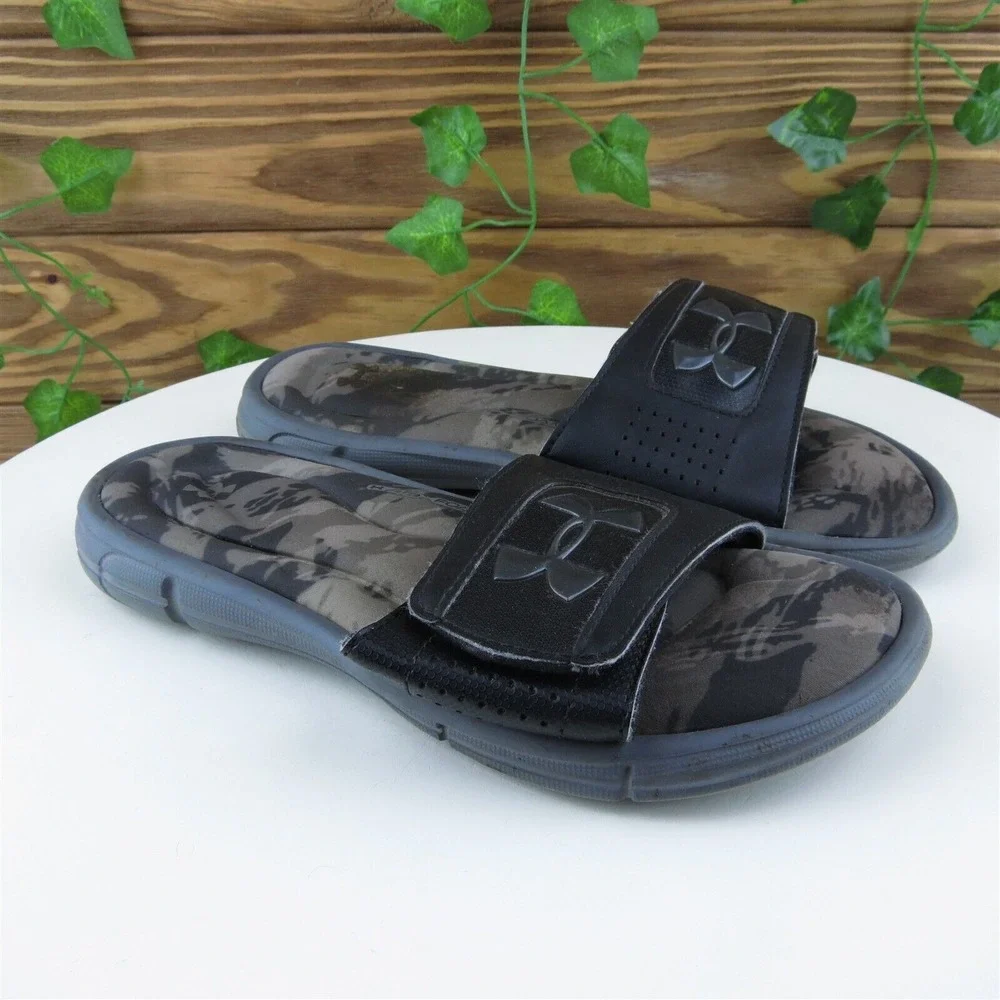 Under Armour Shoes Sz 3 Slide Boys Youth Black Synthetic‎ Hook & Loop Medium